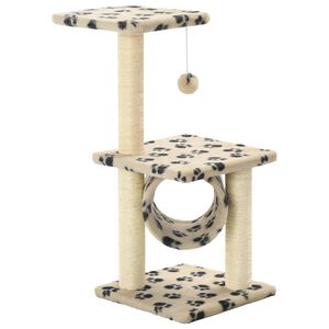 vidaXL Albero per Gatti e Tiragraffi Sisal 65 cm Zampe Stampate Beige