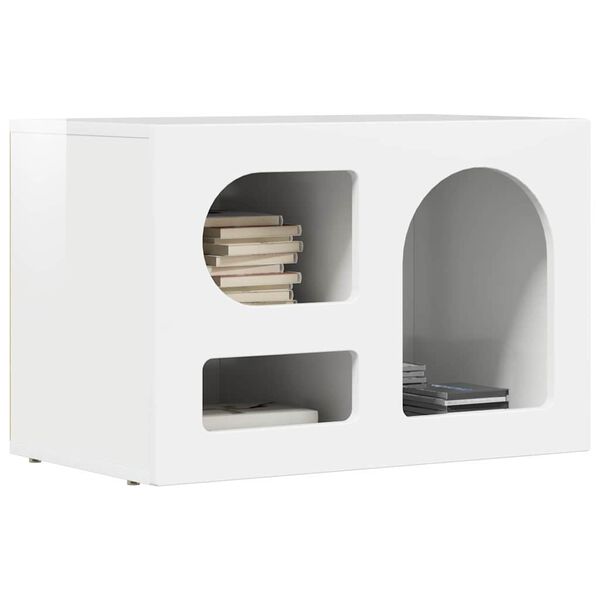 vidaXL Mobile TV Bianco Lucido 60 x 35 x 40 cm Legno multistrato