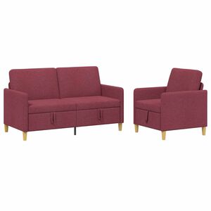 vidaXL Set di Divani con Storage 2 pz Rosso Vino Poliestere