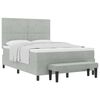 vidaXL Letto a molle con materasso Grigio chiaro 160 x 200 cm Velluto