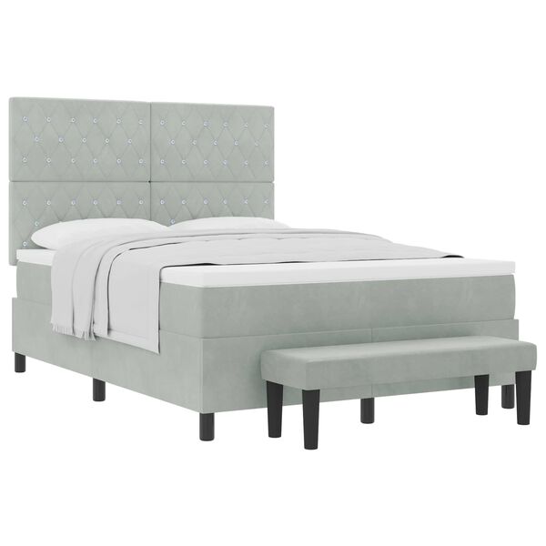 vidaXL Letto a molle con materasso Grigio chiaro 160 x 200 cm Velluto