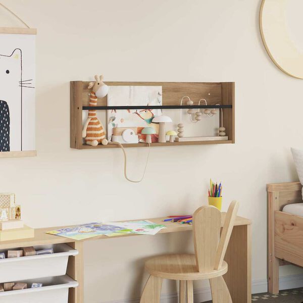 vidaXL Scaffale per riviste Rovere artigianale 80 x 12 x 30 cm