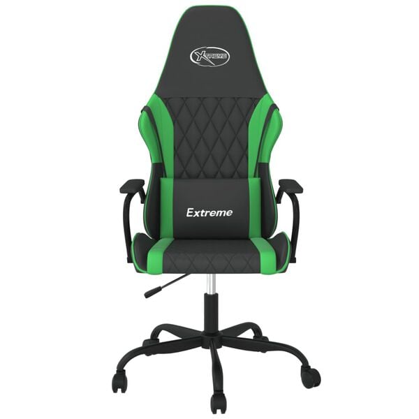 vidaXL Sedia da Gaming Massaggiante Nero e Verde in Similpelle