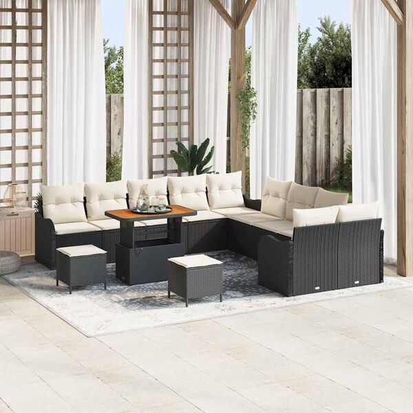 vidaXL Set Divano da Giardino 13 pcs Nero polyrattan