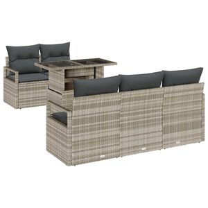 vidaXL Set Divano da Giardino 6 pcs Grigio chiaro Poly Rattan