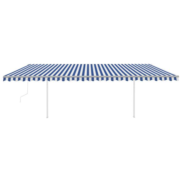 vidaXL Tenda da Sole Retrattile Automatica con Pali 6x3,5 m Blu Bianca