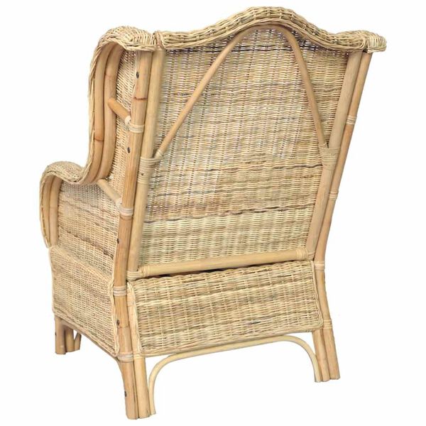 vidaXL Poltrona con Cuscino in Rattan Naturale e Lino