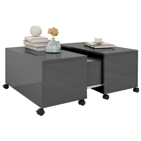 vidaXL Tavolino da Salotto Grigio Lucido 75x75x38 cm Legno Multistrato