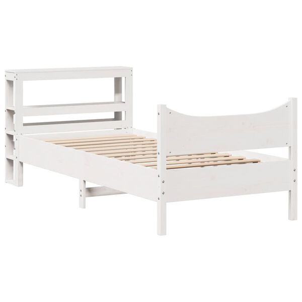 vidaXL Giroletto con Testiera Bianco 90x190 cm Legno Massello di Pino