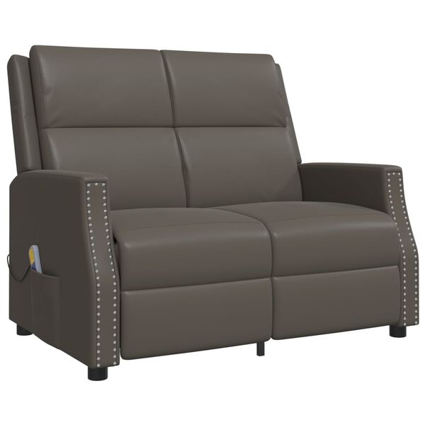 vidaXL Poltrona Massaggiante Reclinabile a 2 Posti Grigia Similpelle