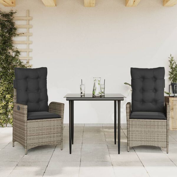 vidaXL Set da Pranzo da Giardino 5 pz con Cuscini in Polyrattan Grigio