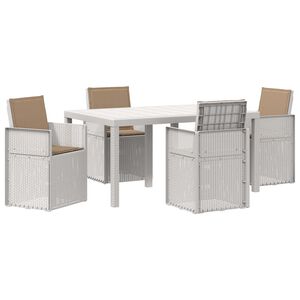 vidaXL Set da Pranzo per Giardino 5 pz Bianco e Tortora PP