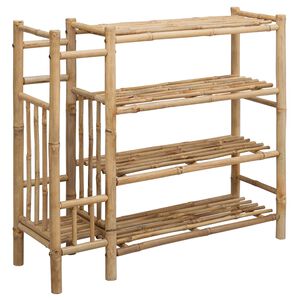 vidaXL Scarpiera con lo scaffale Naturale 88 x 27 x 80 cm Bamb&ugrave;