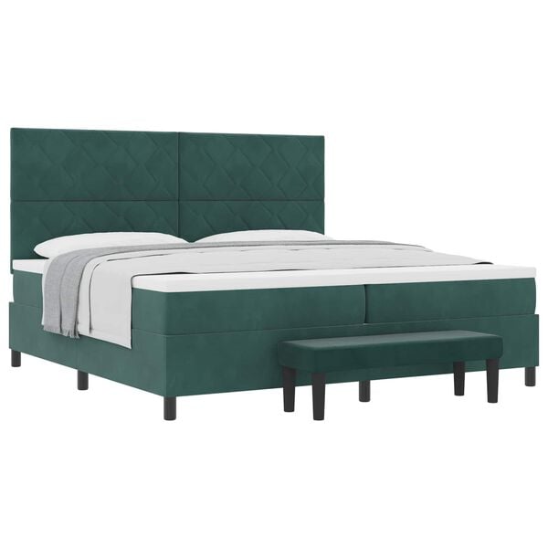 vidaXL Letto a molle con materasso Verde Scuro 200 x 200 cm Velluto