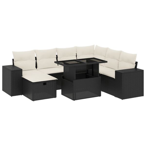 vidaXL Set Divani da Giardino con Cuscini 8 pz Nero in Polyrattan