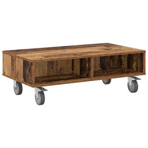 vidaXL Tavolino con Ruote Legno vecchio 90 x 50 x 30 cm