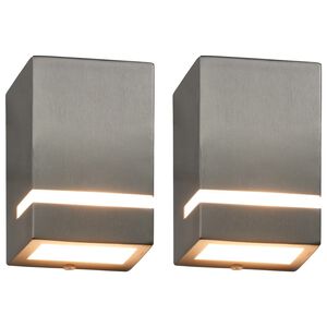 vidaXL Lampade da Parete da Esterno 2 pz 35 W Argento Rettangolari