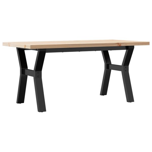 vidaXL Tavolino Salotto Telaio a Y 100x50x45,5 cm Legno Pino e Acciaio