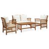 vidaXL Set Divani da Giardino 4 pz con Cuscini in Massello di Acacia