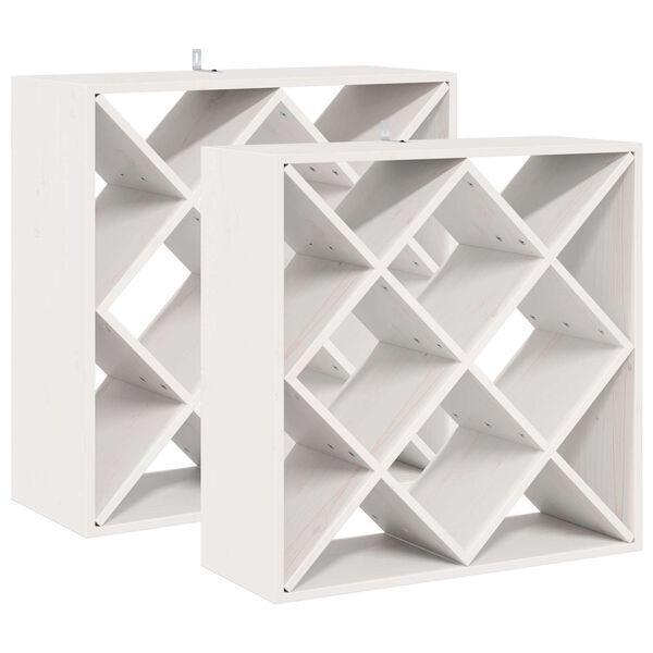 vidaXL Portabottiglie 2 pcs Bianco 62 x 25 x 62 cm Pino massello