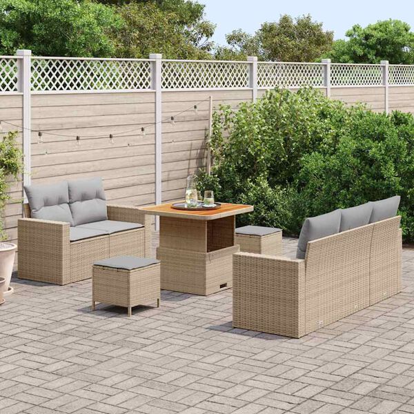 vidaXL Set Divano da Giardino con cuscino 8 pcs beige e grigio chiaro