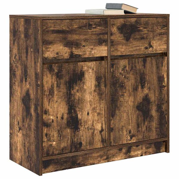 vidaXL Credenza con Cassetto Rovere Fumo 80x34x76 cm in Truciolato