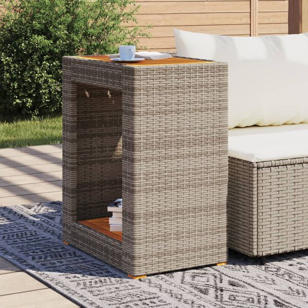 vidaXL Tavolino da Giardino Piano Legno Grigio 60x40x75 cm Polyrattan