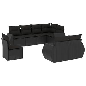 vidaXL Set Divani da Giardino con Cuscini 8 pz Nero in Polyrattan