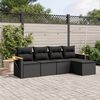 vidaXL Set Divani da Giardino 5 pz con Cuscini in Polyrattan Nero