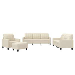 vidaXL Set di Divani 4 pz con Cuscini crema in Similpelle