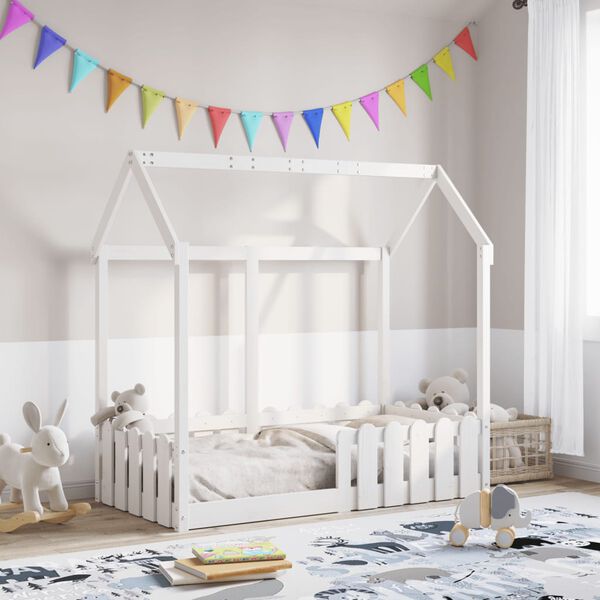 vidaXL Giroletto Casetta Bambini Bianco 70x140 cm Legno Massello Pino
