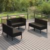 vidaXL Set Divani da Giardino 6 pz con Cuscini in Polyrattan Nero