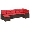 vidaXL Set Divano da Giardino con cuscino 7 pcs Marrone Poly Rattan