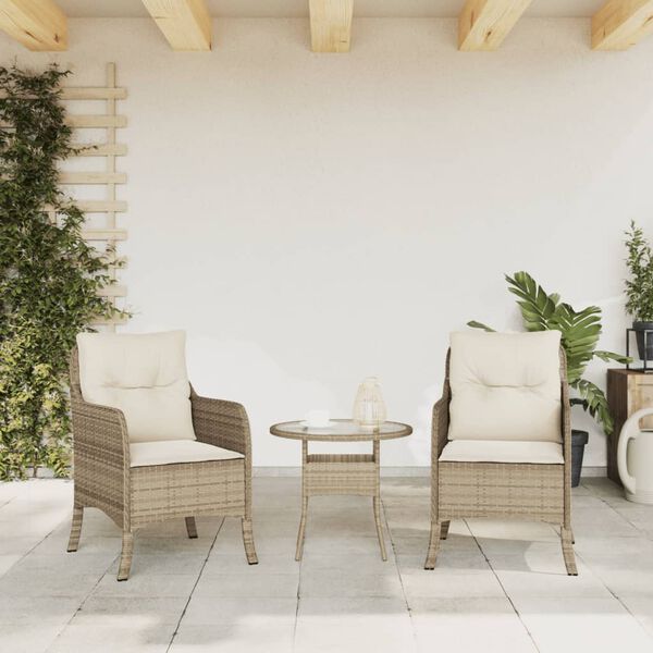 vidaXL Sedie da Giardino con Cuscini 2 pz Beige in Polyrattan