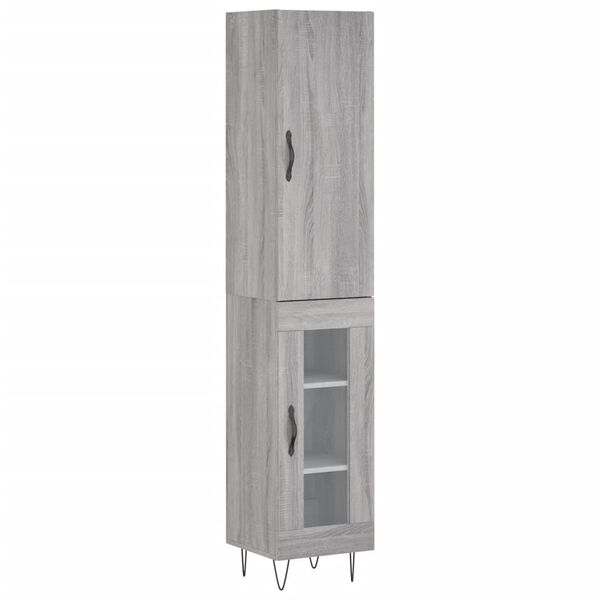 vidaXL Credenza Grigio Sonoma 34,5x34x180 cm in Legno Multistrato