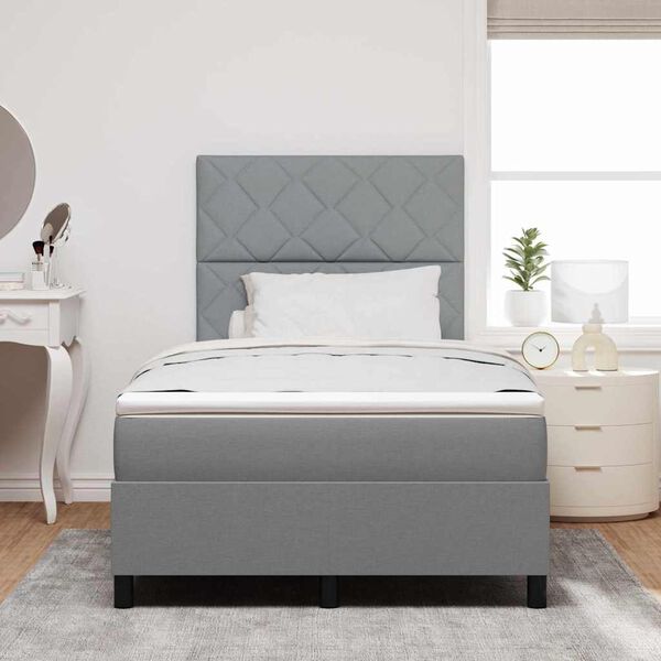 vidaXL Letto a molle con materasso Grigio chiaro 120 x 200 cm Tessuto