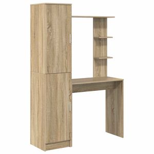 vidaXL Scrivania con lo scaffale con archiviazione 2 pz Rovere Sonoma