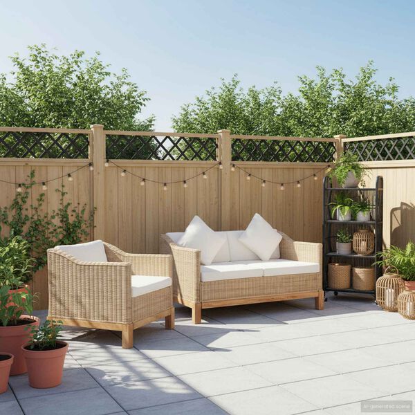 vidaXL Set di Divani 2 pz con Cuscini in Rattan Naturale