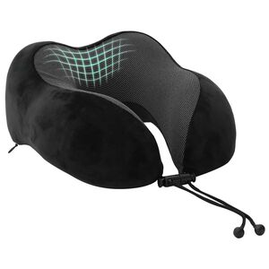 vidaXL Cuscino da Viaggio per il Collo Regolabile Nero 27 x 26 x 14 cm