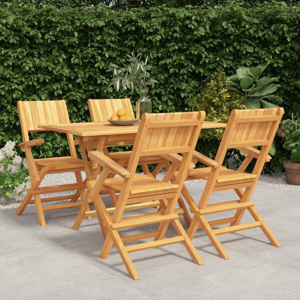 vidaXL Set da Pranzo per Giardino 5 pz in Legno Massello di Teak