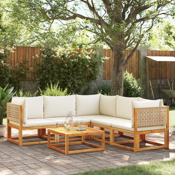vidaXL Set di divani da giardino 6 pezzi con cuscini in legno di acacia e rattan
