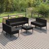 vidaXL Set Divani da Giardino 8 pz con Cuscini in Polyrattan Nero