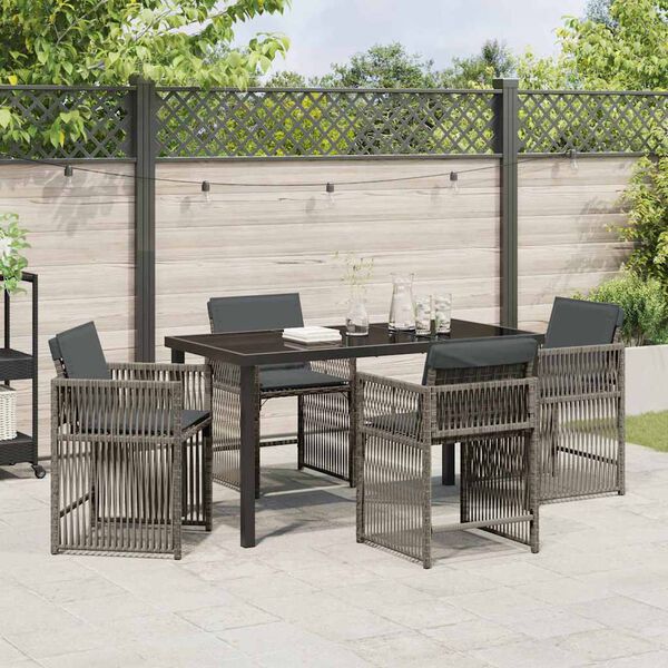 vidaXL Set da Pranzo per Giardino 5 pcs Grigio polyrattan