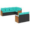 vidaXL Set Divani da Giardino 7 pz con Cuscini Nero in Polyrattan
