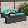 vidaXL Set Divani da Giardino con Cuscini 7pz Nero Polyrattan