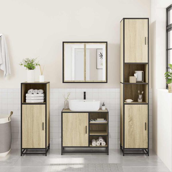 vidaXL Set Mobili da Bagno 2 pz Rovere Sonoma in Legno Multistrato