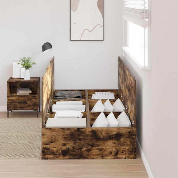 vidaXL Struttura letto con contenitore Rovere fum&eacute; 70 x 190 cm