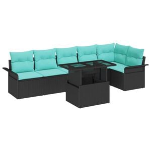 vidaXL Set Divano da Giardino 7 pz Nero