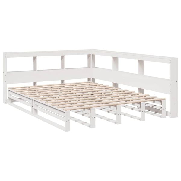 vidaXL Letto Libreria senza Materasso Bianco 135x190 cm Legno di Pino