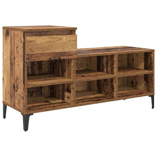 vidaXL Mobile per scarpe con cassetto Legno vecchio 102 x 36 x 60 cm
